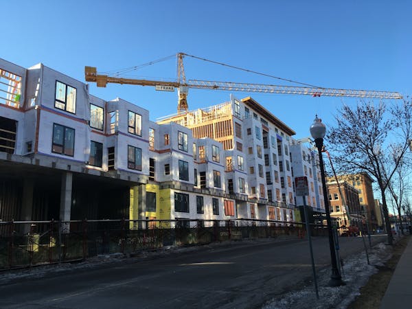 The Vicinity Apartments by Sherman Associates, under construction in Minneapolis in early 2019.
Staff photo: Jim Buchta