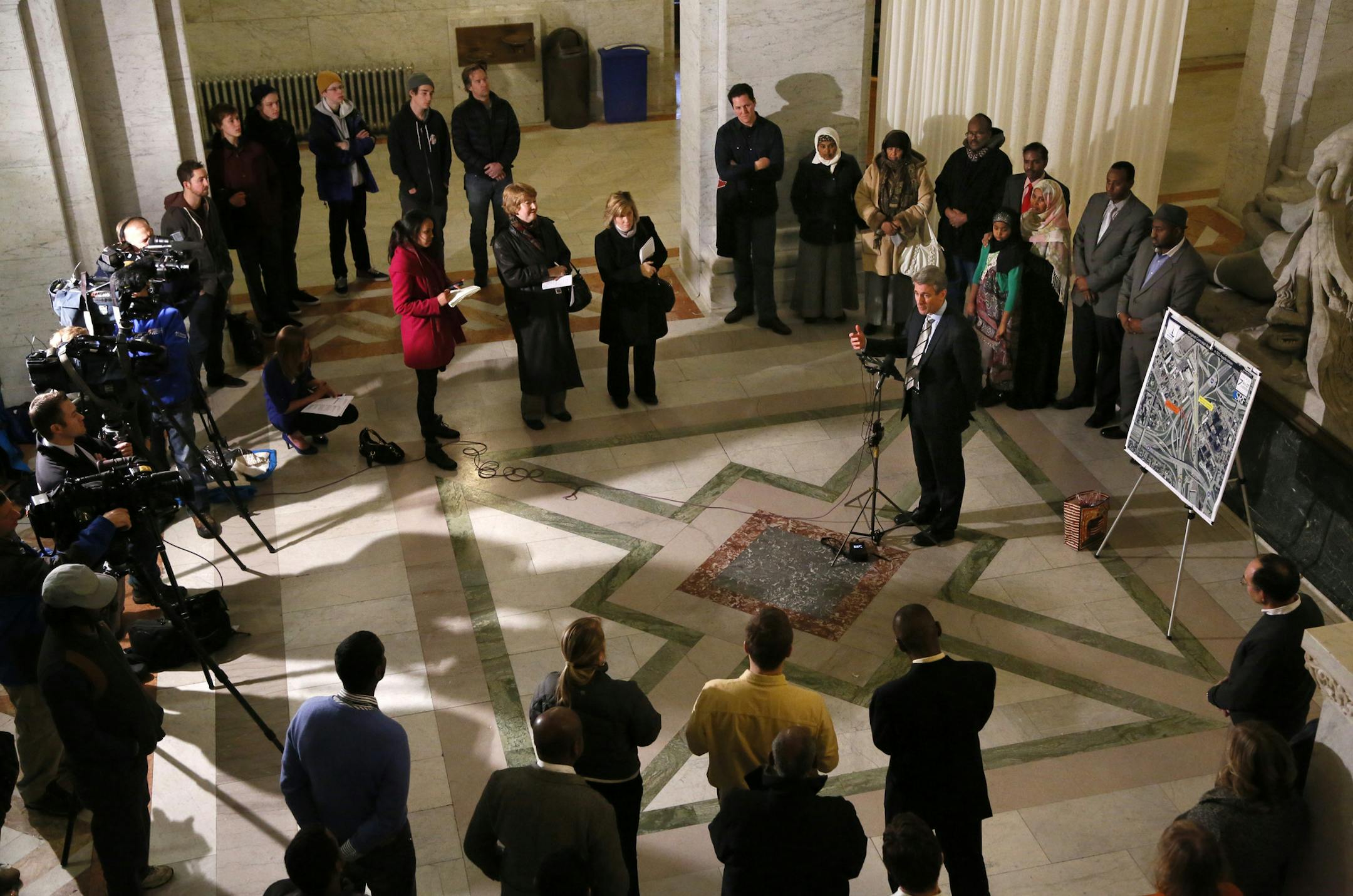 Outgoing Minneapolis Mayor R.T. Rybak held his final news conference Monday afternoon.