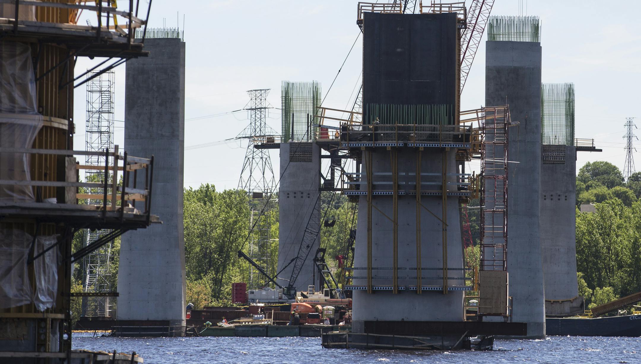 Construction continued on the St. Croix River bridge project in Stillwater, Minn. on Wednesday, July 2, 2014. ] RENEE JONES SCHNEIDER ‚Ä¢ reneejones@startribune.com