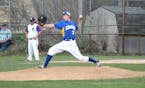 Minneapolis Edison lefthander James Swofford, pitching in a game earlier this month against Brooklyn Center. has a team-leading 40 strikeouts to go wi
