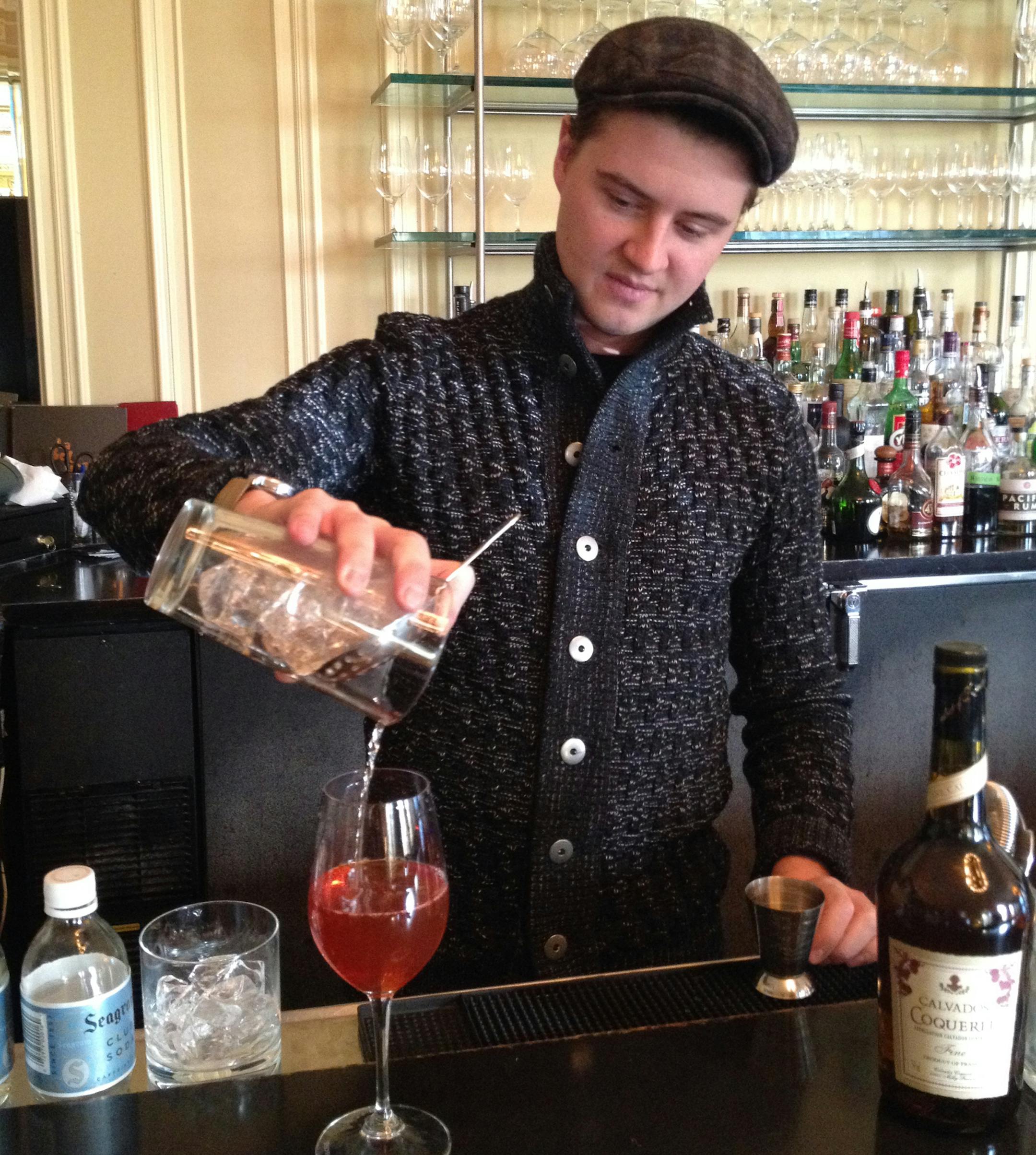 These are shots of La Belle Vie lead bartender Adam Gorski making his fall Sazerac (and one pic of the end result).
