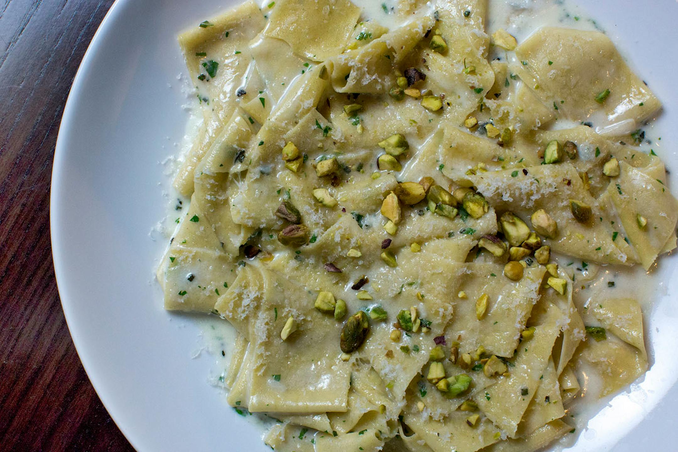 Lovechild serves pappardelle pasta with gorgonzola cream, pistachio, sage and garlic. ] COURTNEY PEDROZA • courtney.pedroza@startribune.com June 22-24, 2017; Wisconsin restaurants, cafes, bars, bakeries and breweries; Dining along the Mississippi River.