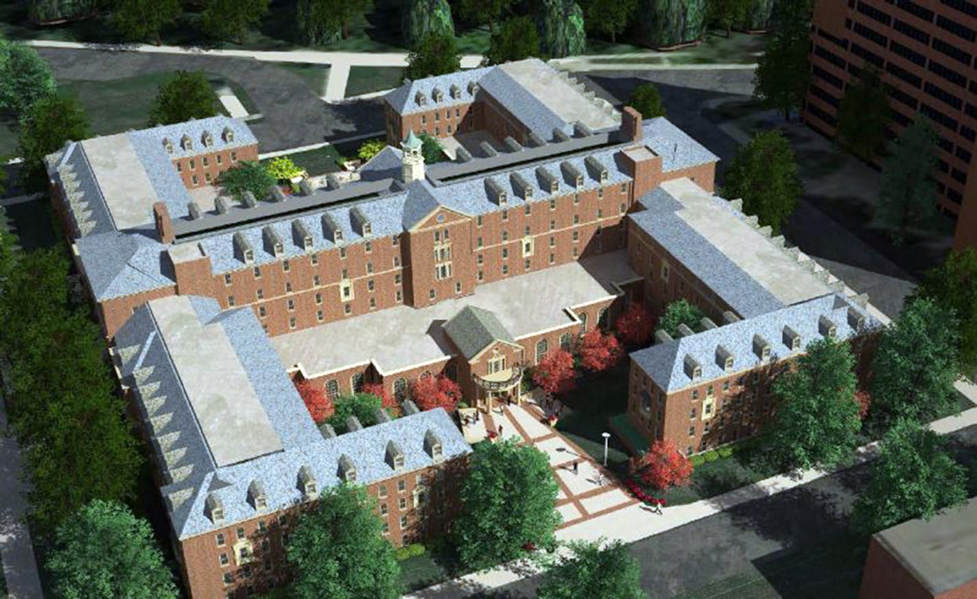 This rendering shows a how Pioneer Hall on the U campus would look after its renovation.