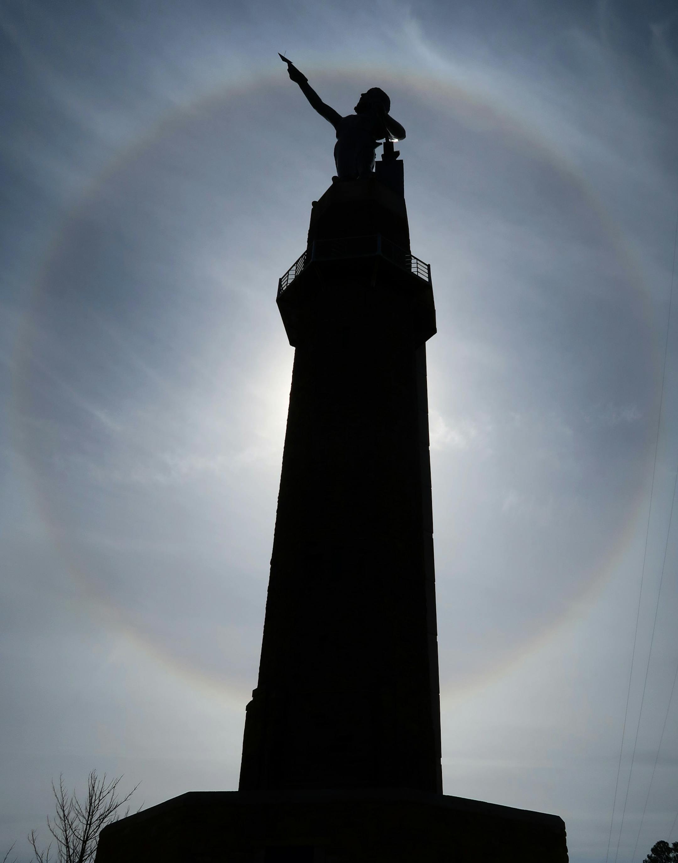 A statue of Vulcan, the Roman god of fire and forge, stands as a symbol of Birmingham's history as an iron-producing industrial city. The statue was created to represent the city at the St. Louis World's Fair.