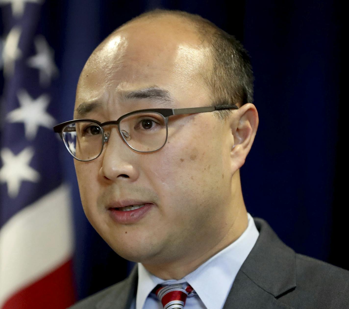 Ramsey County Attorney John Choi announces that Minnesota police officer Jeronimo Yanez will face three charges in the fatal shooting of Philando Castile during a July 6 traffic stop. Yanez has been charged with second-degree manslaughter in the killing of Castile, a black man whose girlfriend streamed the gruesome aftermath of the fatal shooting live on Facebook. (David Joles/Star Tribune via AP)