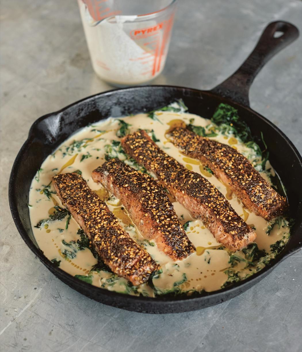 Za’atar creates a flavor-packed crust and a new way to dress up a weeknight salmon dinner.