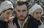 Jamie White Jachimiec as Elizabeth Proctor, James Napoleon Stone as John Proctor and Kaylyn Forkey as Abigail Williams in "The Crucible" by Theatre Co