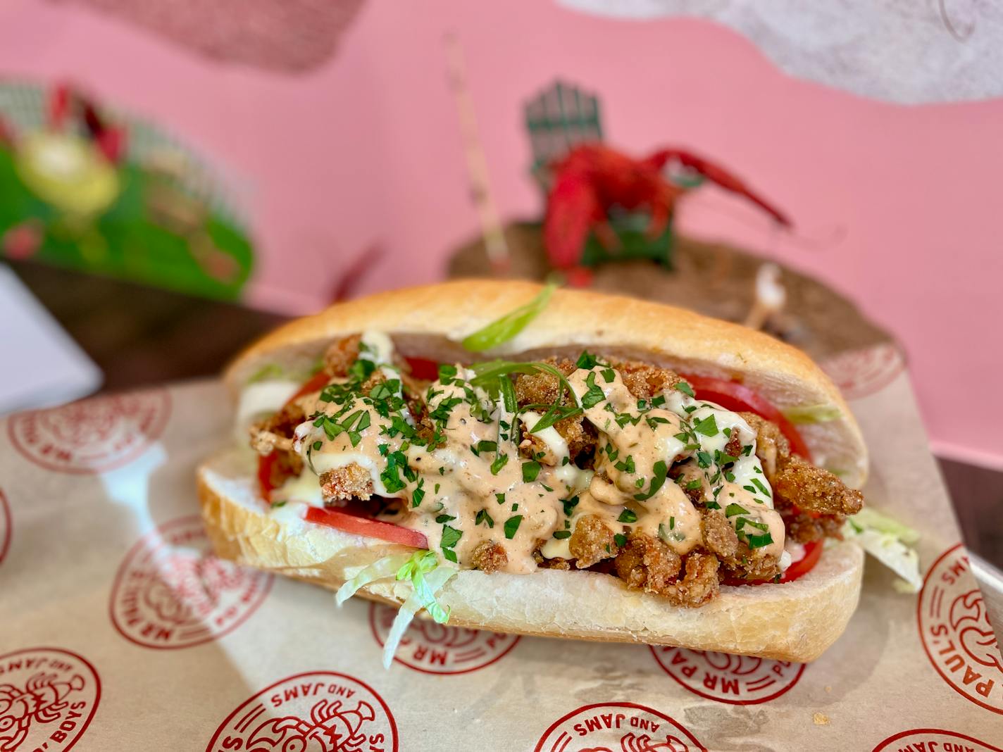 Crawfish Po'boy at Mr. Paul's Po'boys and Jams, photo by Joy Summers