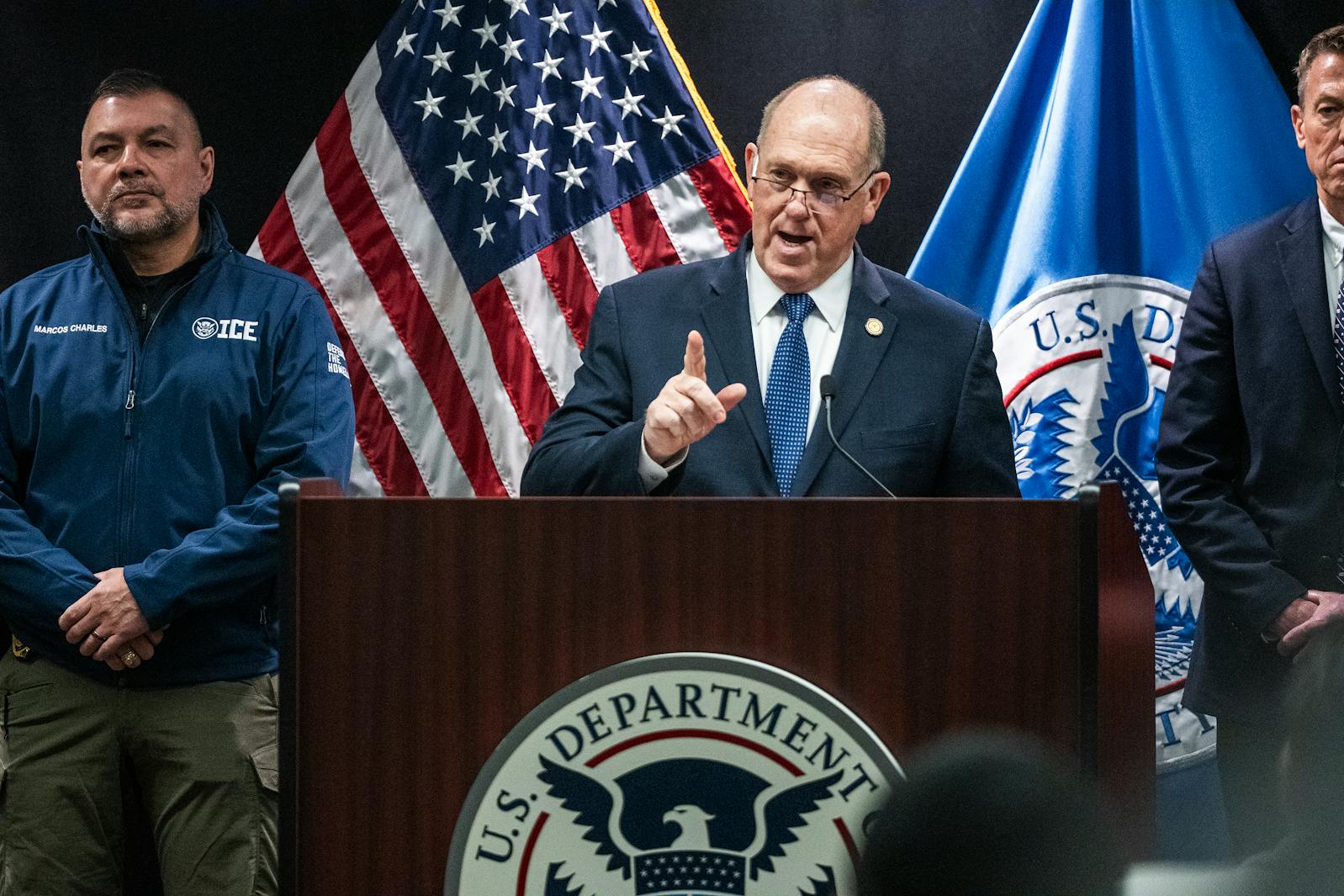 Tom Homan makes his first Twin Cities public appearance after taking over as the leader of Operation Metro Surge on Thursday, Jan. 29, at the Whipple Federal Building at Fort Snelling. 
