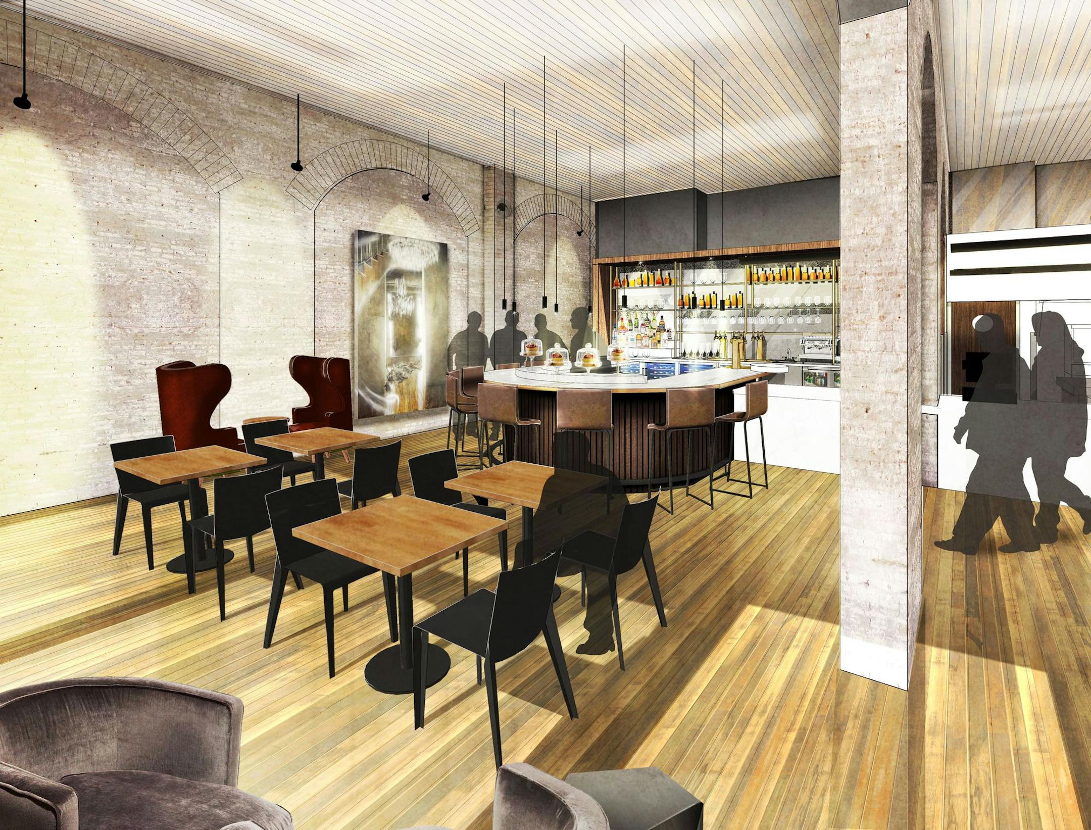 The Edwards Dessert Kitchen in Minneapolis will also include a bar.
Rendering courtesy Shea