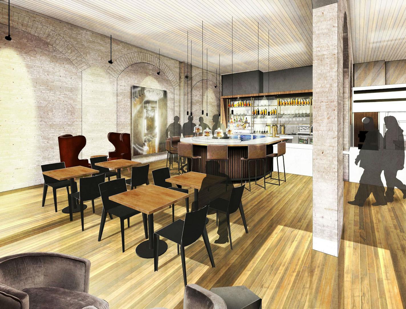 The Edwards Dessert Kitchen in Minneapolis will also include a bar.
Rendering courtesy Shea