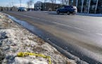 The scene where two pedestrians were struck and killed on Larpenteur Avenue and Woodbridge Street on the St. Paul/Roseville, MN border, Friday, Januar