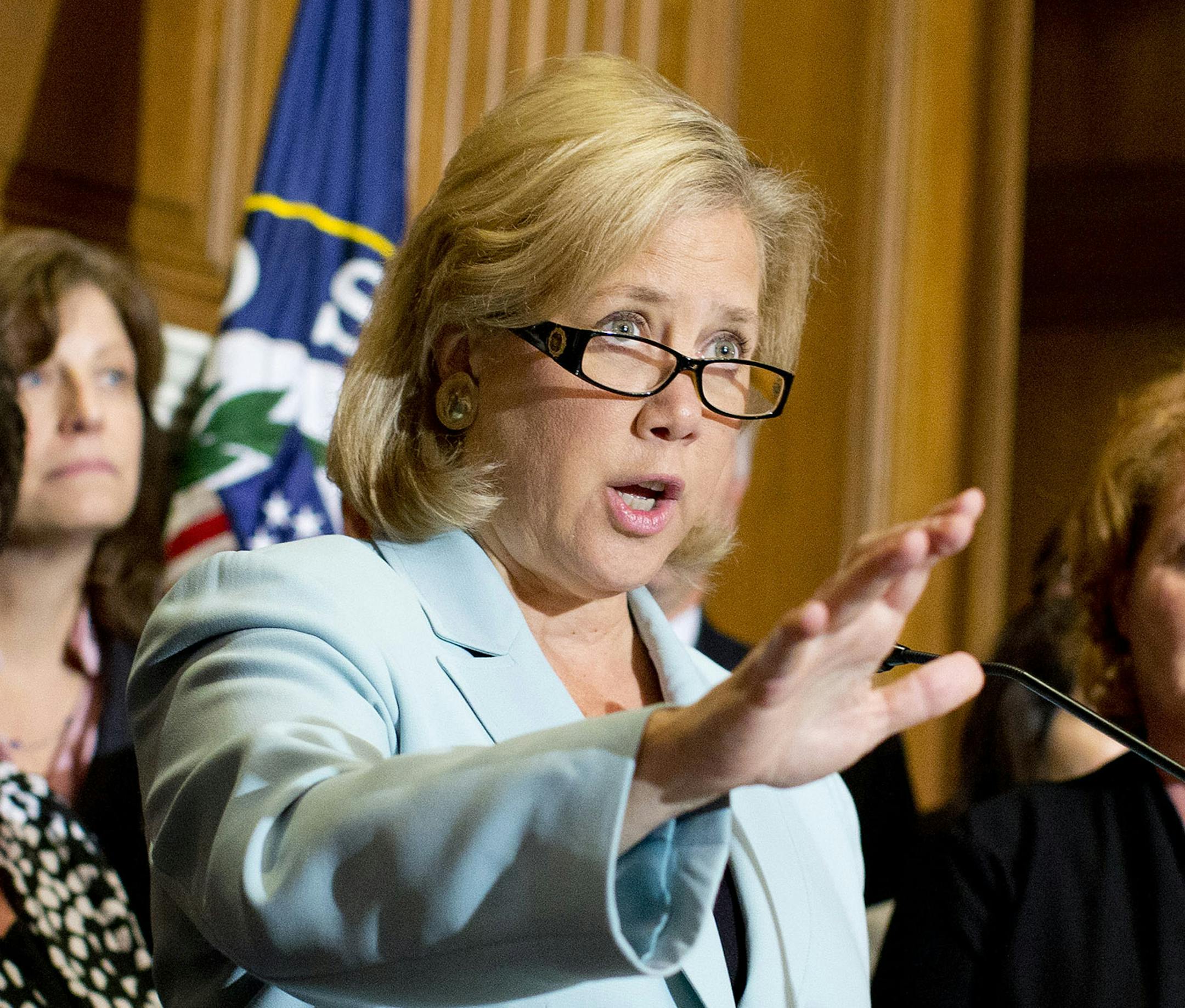 FILE - In this Oct. 3, 2013, file photo Sen. Mary Landrieu, D-La., speaks on Capitol Hill in Washington. Deciding which party controls the U.S. Senate for the final two years of President Barack Obamaís tenure could come down to women _ both the handful who are running in significant races and the moderate female voters who often tip close elections. (AP Photo/ Evan Vucci, File)