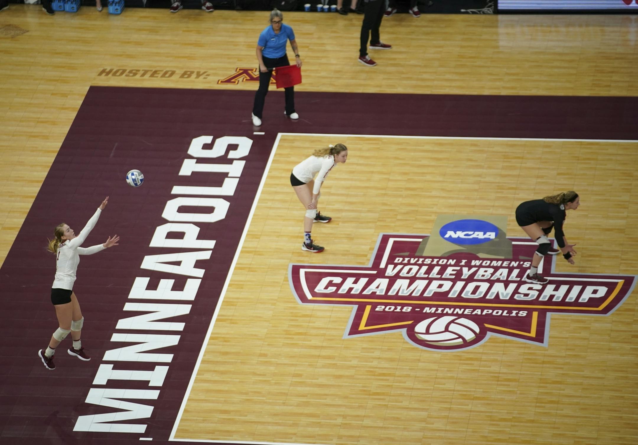 Standford's Jenna Gray served in the first set against BYU.