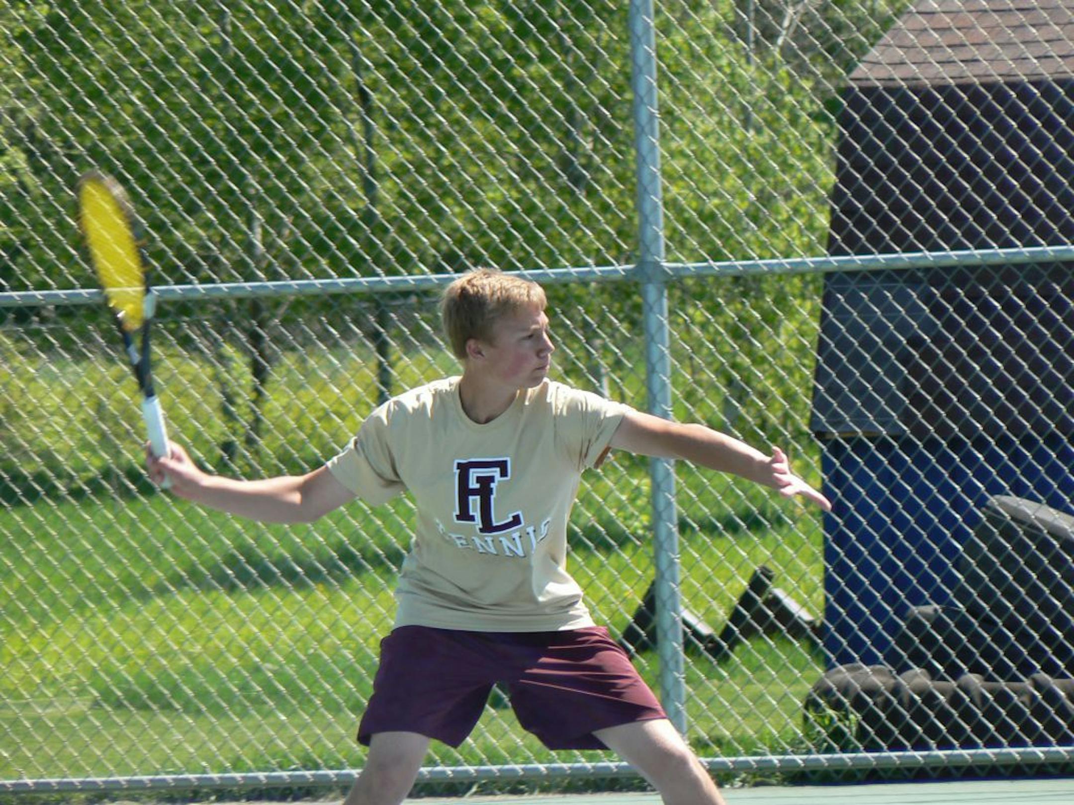 Zack Decker is a fine tennis player, but because of Dusty and Toby Boyer he competes at No. 3 singles as a senior for the Forest Lake boys' tennis team. Photo courtesy Pat Fettes