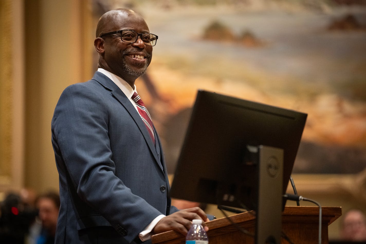 Hennepin Chief Judge Todd Barnette addressed the Minneapolis City Council after being nominated by Mayor Jacob Frey to become the city's second community safety commissioner in Minneapolis, Minn., on Tuesday, Oct. 17, 2023.