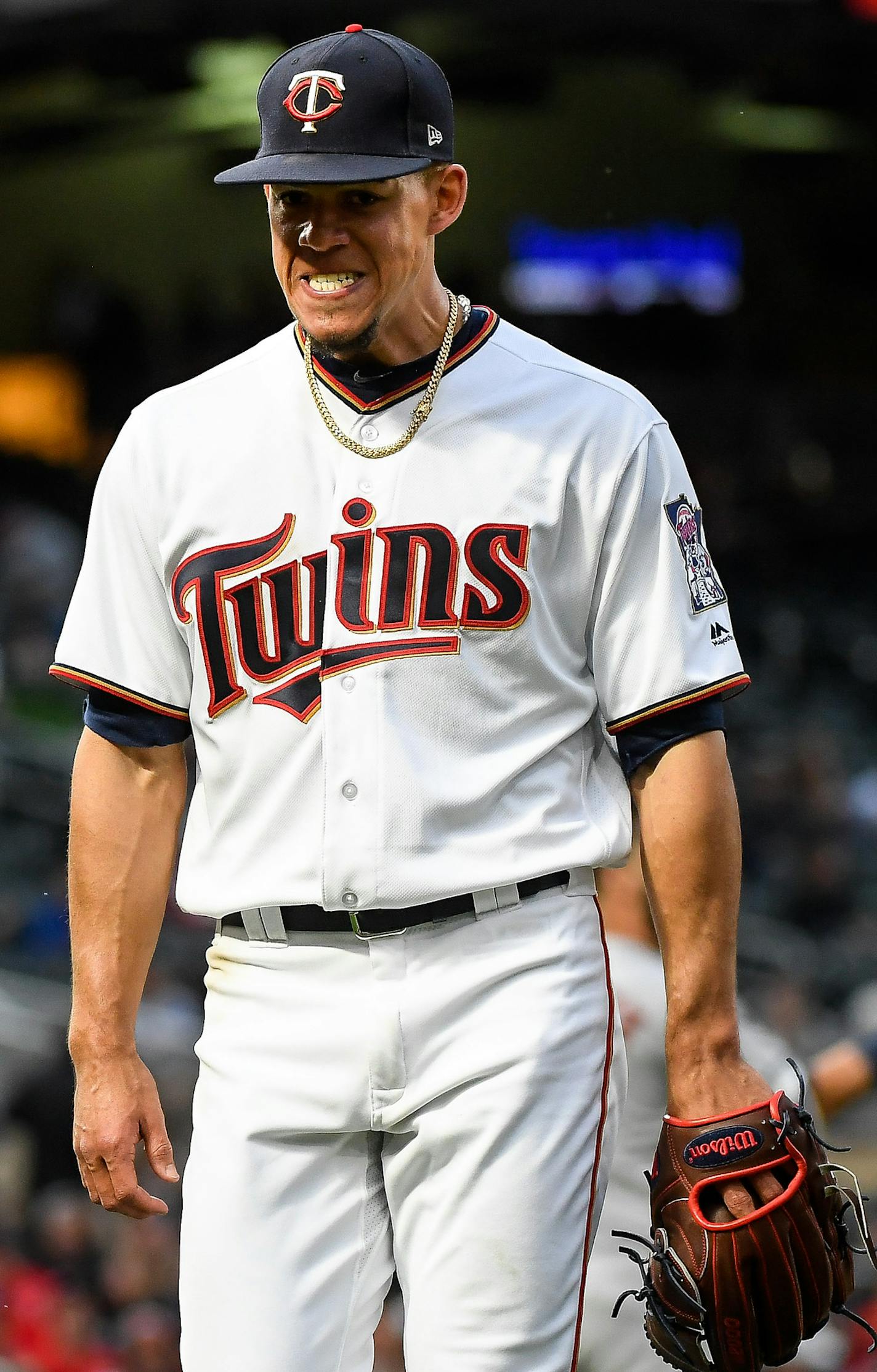 Minnesota Twins starting pitcher Jose Berrios (17) reacted after striking out Houston Astros designated hitter Marwin Gonzalez (9) to end the top of the fourth inning. He allowed only one run in the fourth after a no out, bases loaded situation. ] AARON LAVINSKY &#xef; aaron.lavinsky@startribune.com The Minnesota Twins played the Houston Astros on Tuesday, May 30, 2017 at Target Field in Minneapolis, Minn.