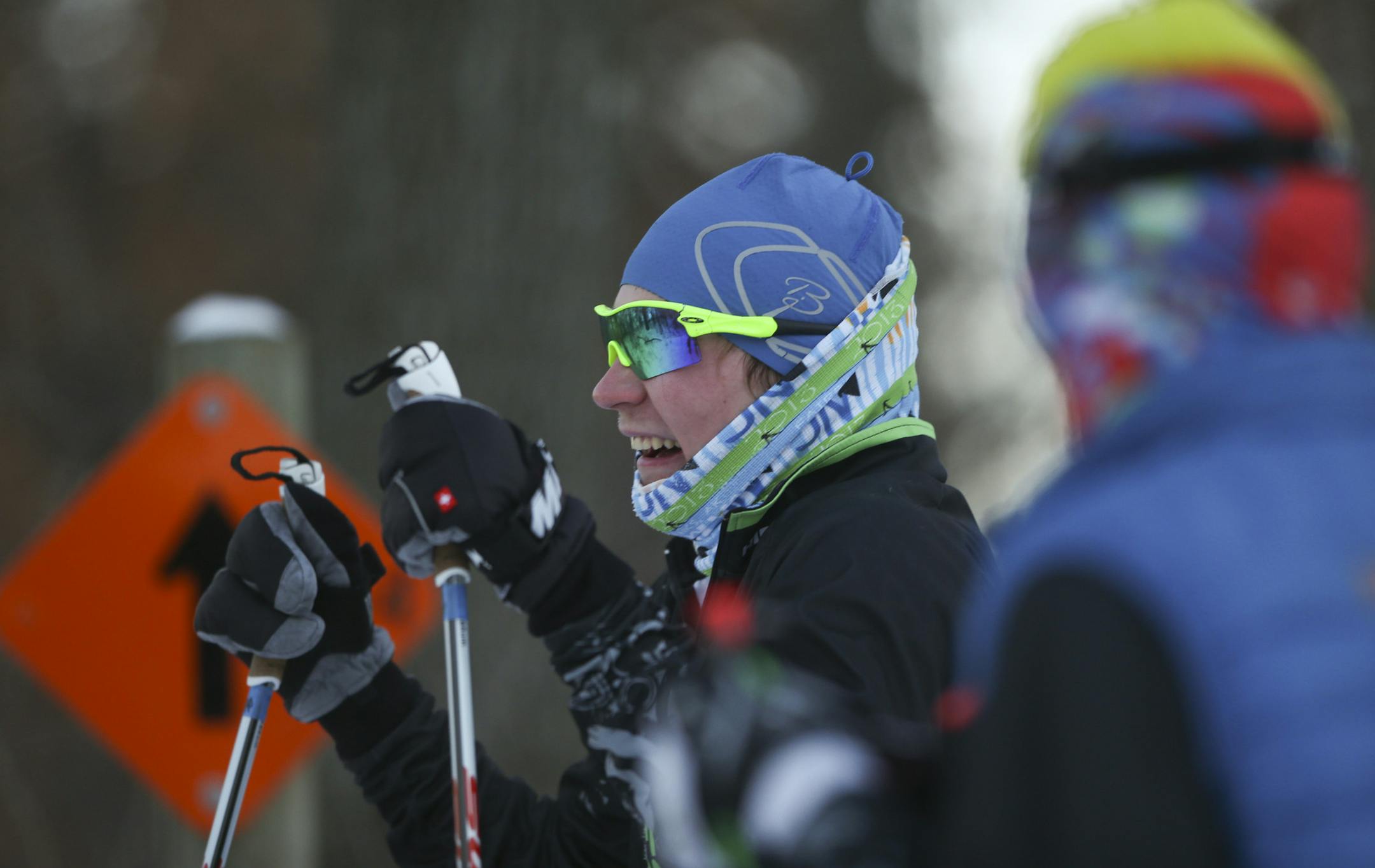 Forest Lake senior Leo Hipp and his cross country ski teammates paused to talk to their coach during their workout at Lake Elmo Park Reserve Monday after school. ] JEFF WHEELER &#x201a;&#xc4;&#xa2; jeff.wheeler@startribune.com Forest Lake senior Leo Hipp and the rest of the boy's cross country ski team worked out at Lake Elmo Park Reserve Monday afternoon, January 13, 2015 on the eve of a meet there.
