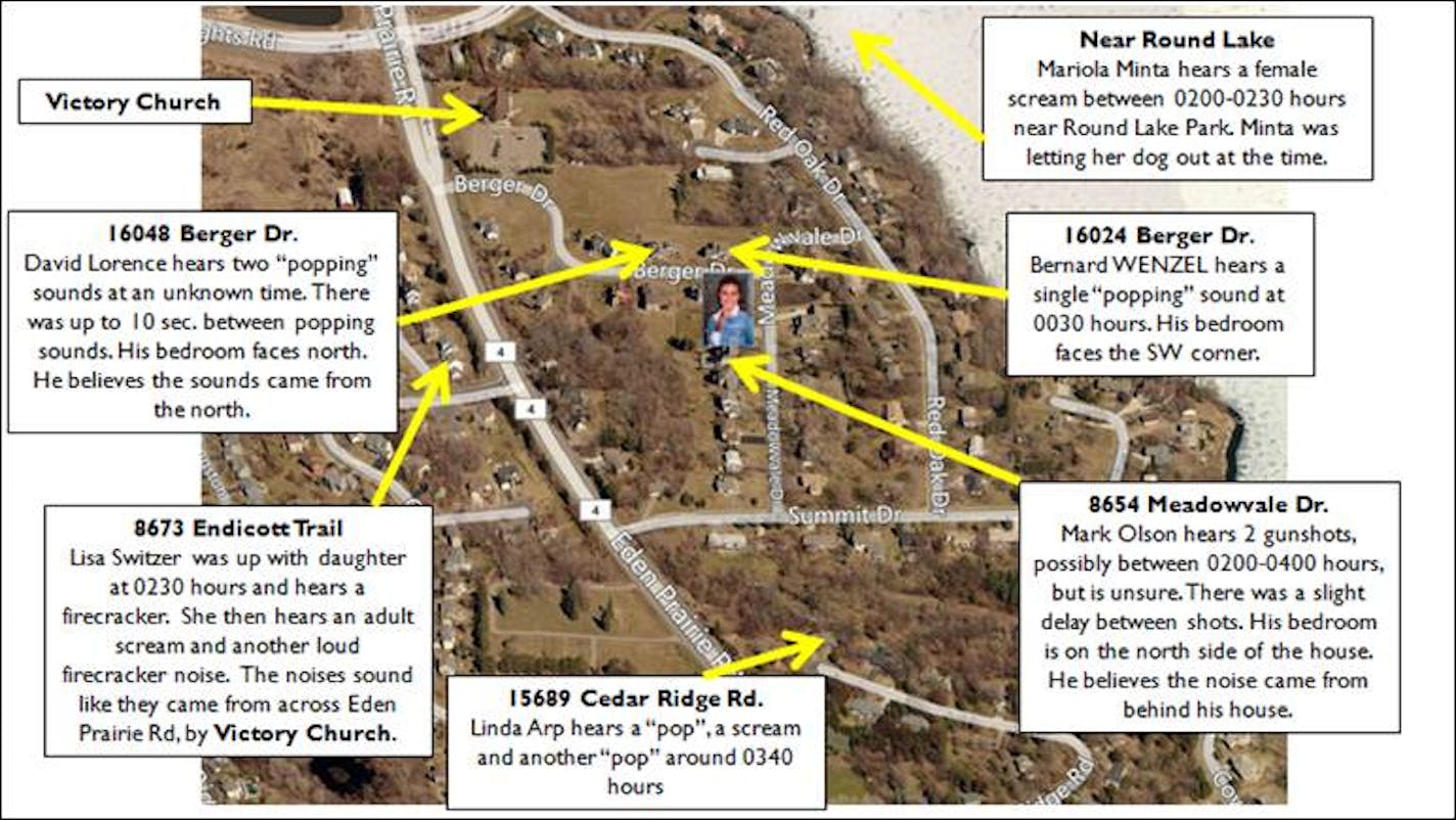 Police files regarding the killing of Mandy Matula include this map showing Matula's house where her picture is, and neighbors' reports about hearing a loud noise and screaming.