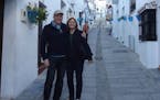 Tom Anderson and Kathryn Hagen street in Mijas, one of the region's beautiful "white cities, during an evening cultural field trip.