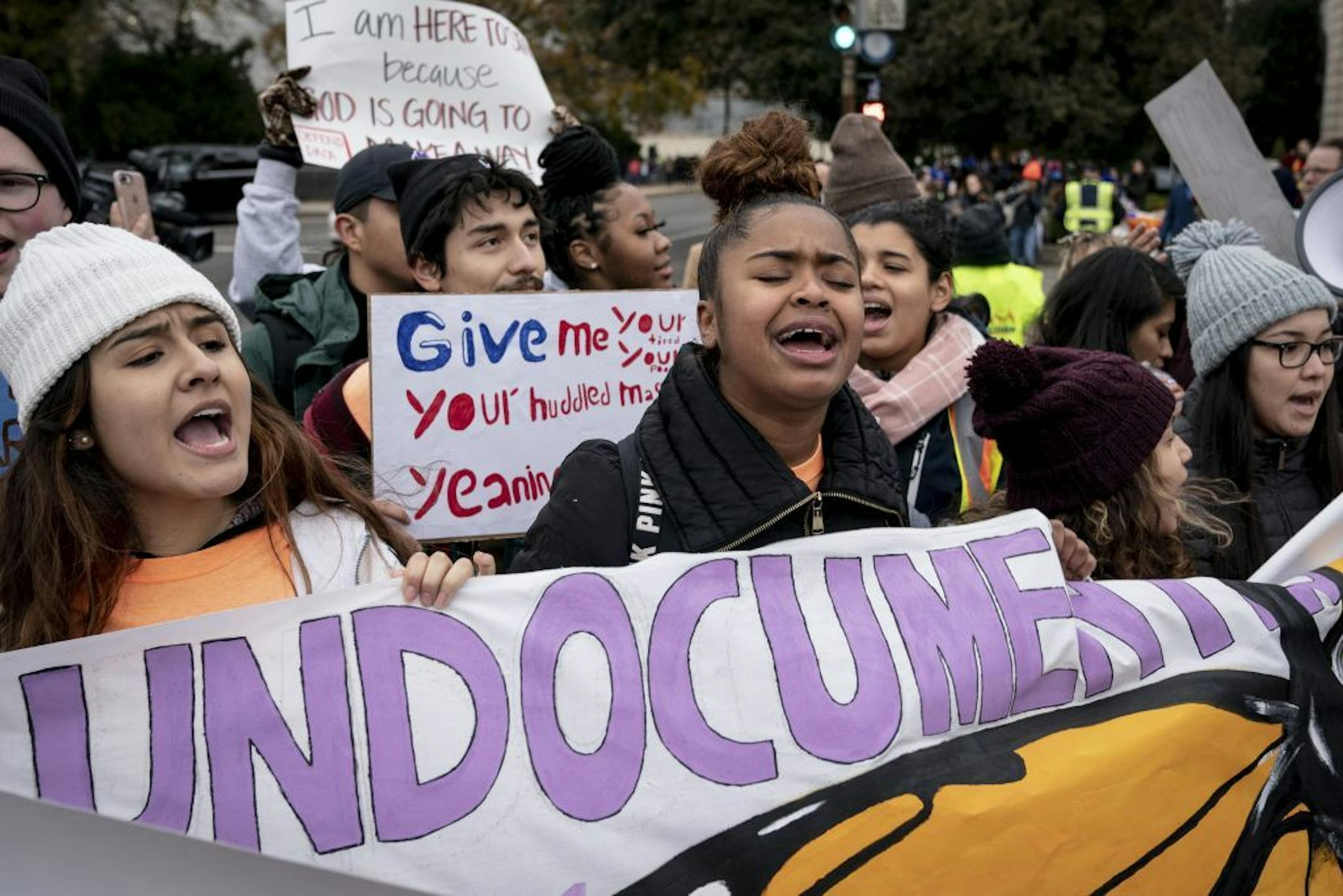 A rally in support of the Deferred Action for Childhood Arrivals program, or DACA, outside the Supreme Court in Washington, Nov. 12, 2019. The justices are considering whether the Trump administration can shut down a program that shields about 700,000 young immigrants from deportation.