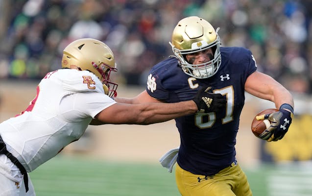 Notre Dame's Michael Mayer is one of the tight end prospects expected to be taken in the first round of the NFL draft on Thursday night.