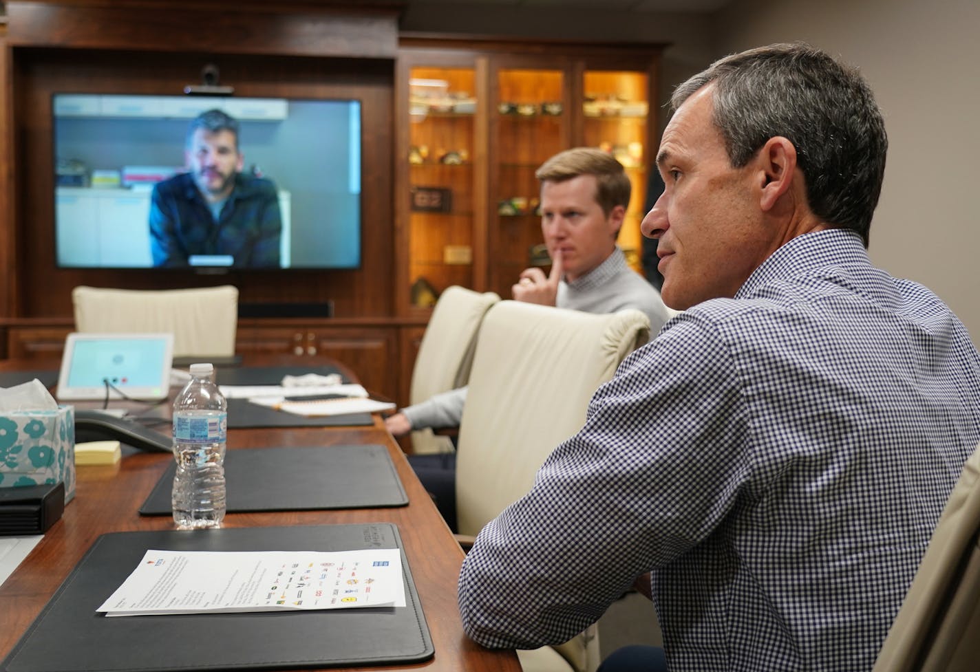 Vista Outdoor CEO Chris Metz (right) in a conference room with Vista Vice President of Government and Industry Relations Fred Ferguson, and Greg Williamson, President of CamelBak (on screen). ] Shari L. Gross &#x2022; shari.gross@startribune.com Vista Outdoor moved its headquarters from Utah to Anoka, Minnesota last year amidst a strategic turnaround for the outdoor brands company.