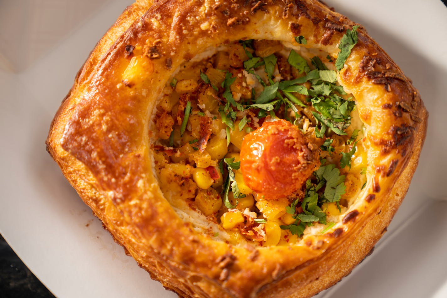 MN Sweet Corn Danish from Minnesota Farmer's Union Coffee Shop. The new foods of the 2023 Minnesota State Fair photographed on the first day of the fair in Falcon Heights, Minn. on Tuesday, Aug. 8, 2023. ] LEILA NAVIDI • leila.navidi@startribune.com