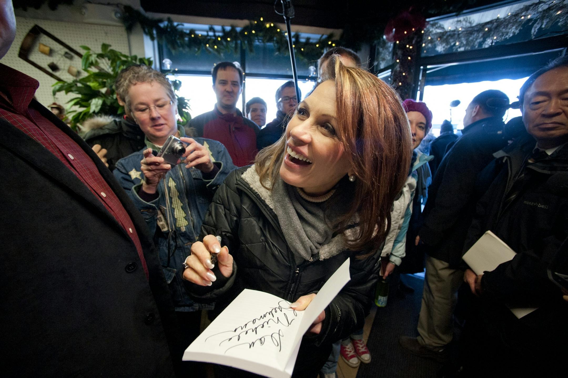 Michele Bachmann visited small businesses in West Des Moines Monday.