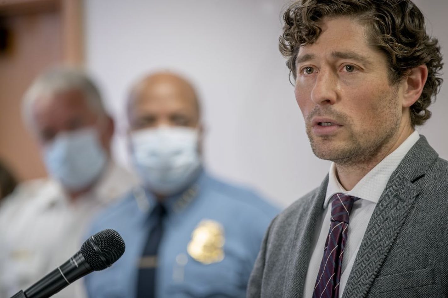 Minneapolis Mayor Jacob Frey became emotional during a press conference as he provided an update on the City's response to fires and damage from last night's protests at City Hall, Thursday, May 28, 2020 in Minneapolis, MN.