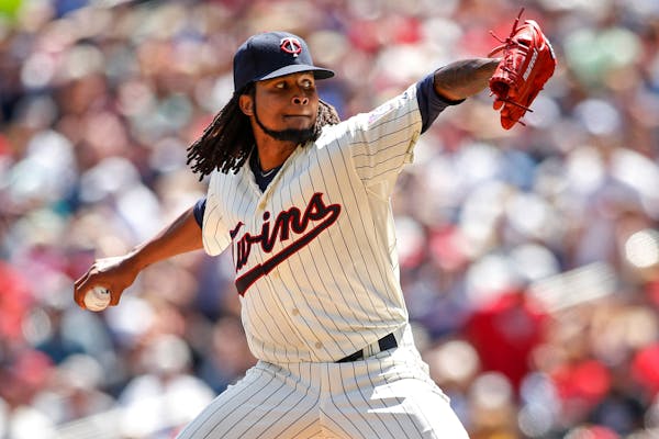 Minnesota Twins starting pitcher Ervin Santana delivers to the Pittsburgh Pirates in the fifth inning of a baseball game Wednesday, July 29, 2015, in 