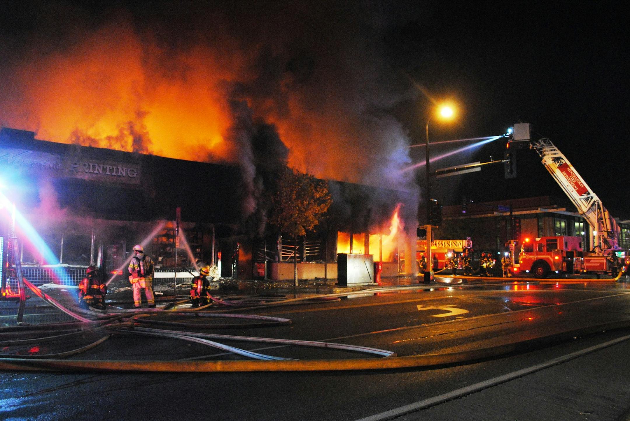 Firefighters battle blaze Saturday night in north Minneapolis.