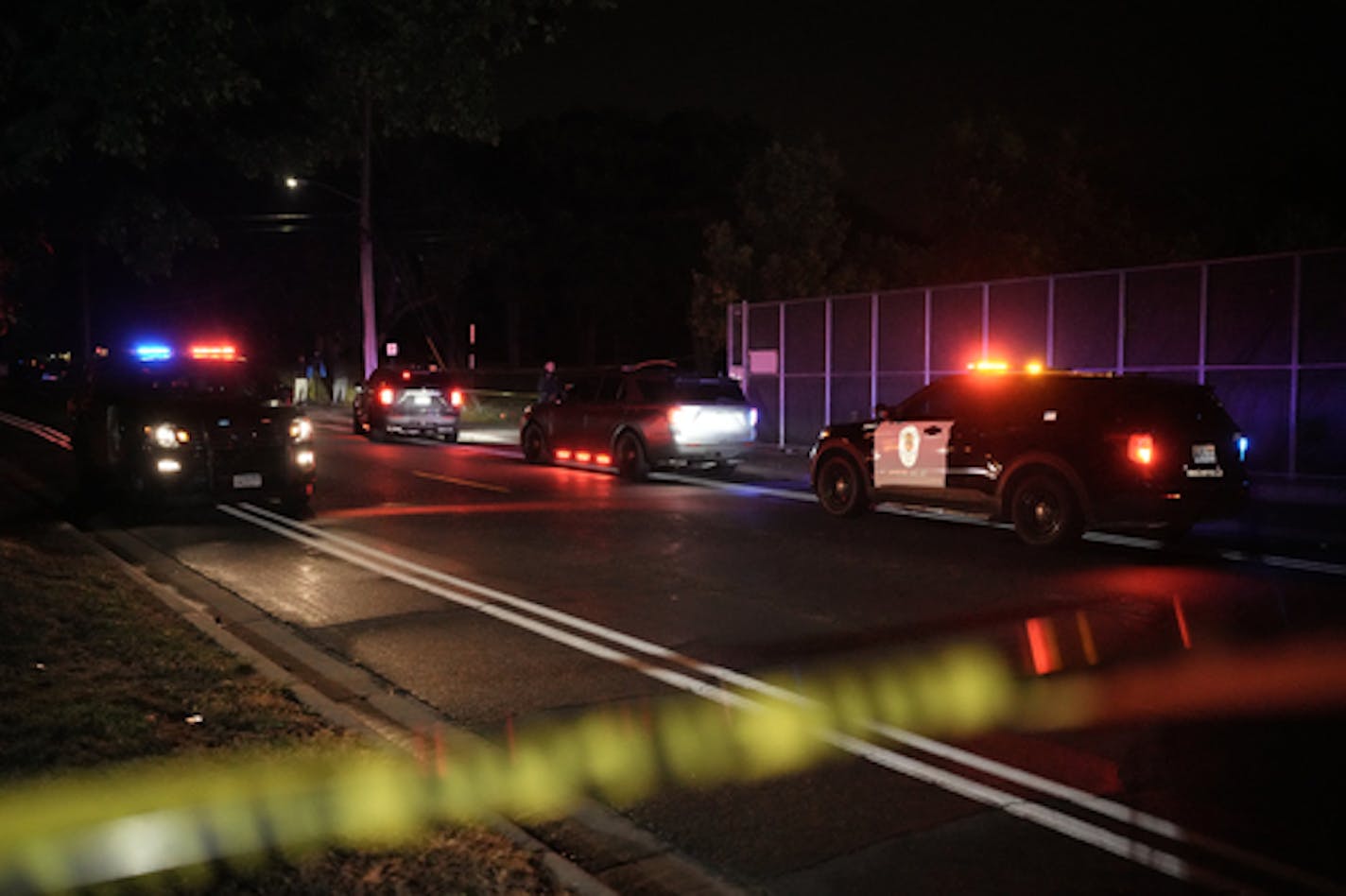 Police investigated after gunfire interrupted a high school football game between Bloomington Kennedy and Richfield Friday, Sept. 23, 2022 in Richfield. ] MARK VANCLEAVE • mark.vancleave@startribune.com ORG XMIT: DSC06120