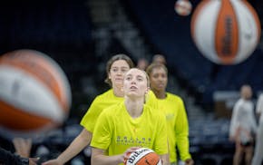 Paige Bueckers prepares Tuesday in Target Center for her first professional game in her home state. Bueckers and the Dallas Wings will take on the Lyn