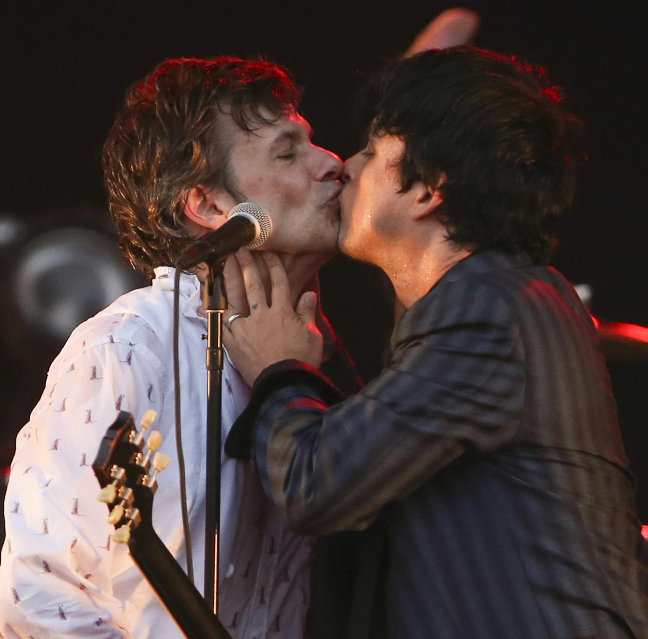 After fixing a collapsed microphone stand for Paul Westerberg, Billie Joe Armstrong planted a kiss on the lips of his boss during The Replacements show at the Forecastle Festival Sunday evening. ] JEFF WHEELER ‚Ä¢ jeff.wheeler@startribune.com The Replacements played a show at the Forecastle Festival in Louisville, Kentucky Sunday night, July 21, 2014.