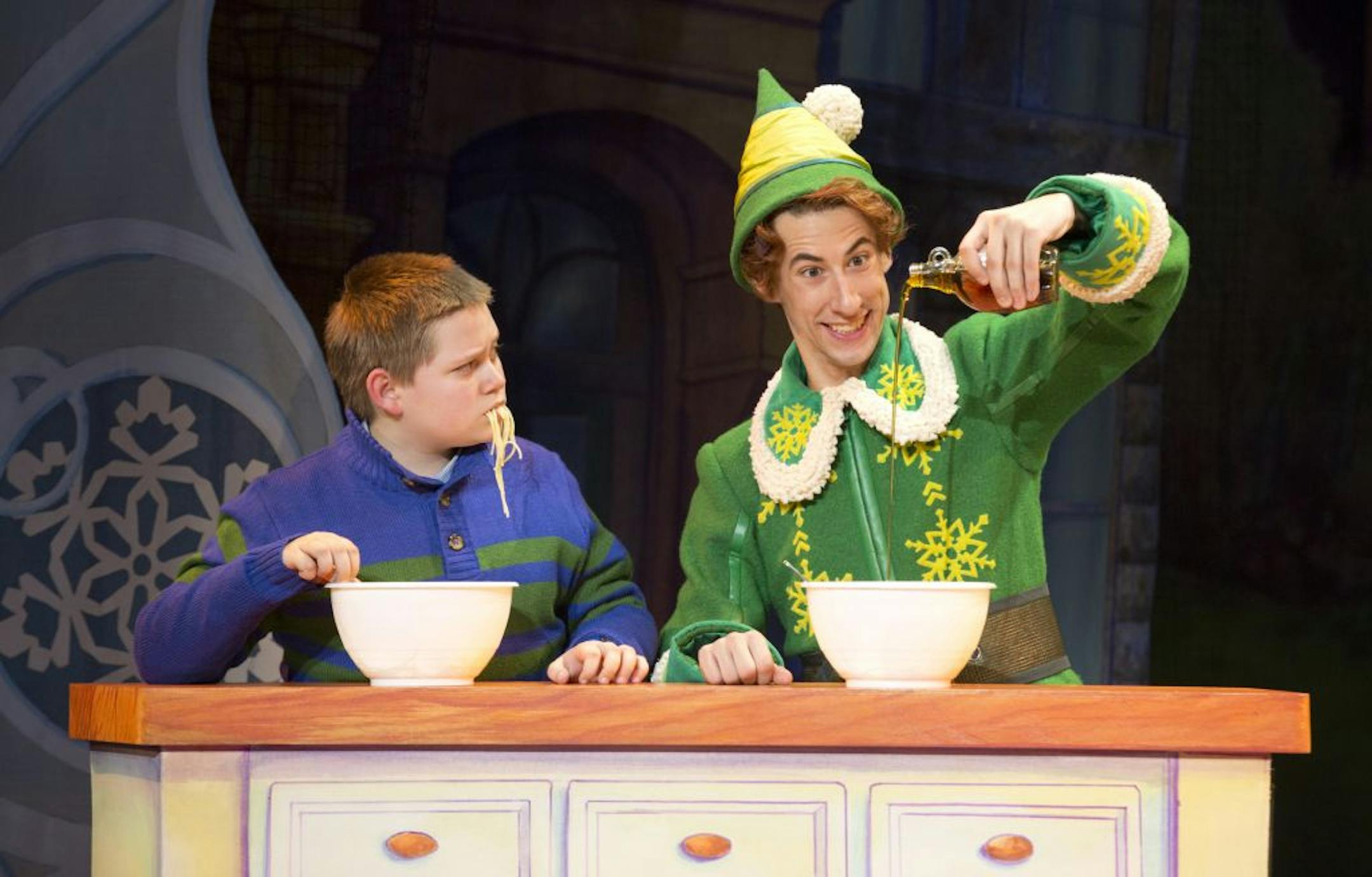 Connor Barth as Michael and Matt Kopec as Buddy in "Elf the Musical."