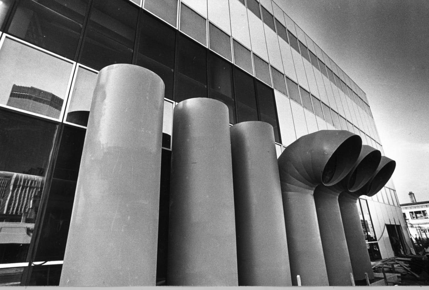 The 1974 Orchestra Hall, by Hardy Holzman Pfeiffer, featured such "industrial chic" elements as these ground-level ventilation pipes.