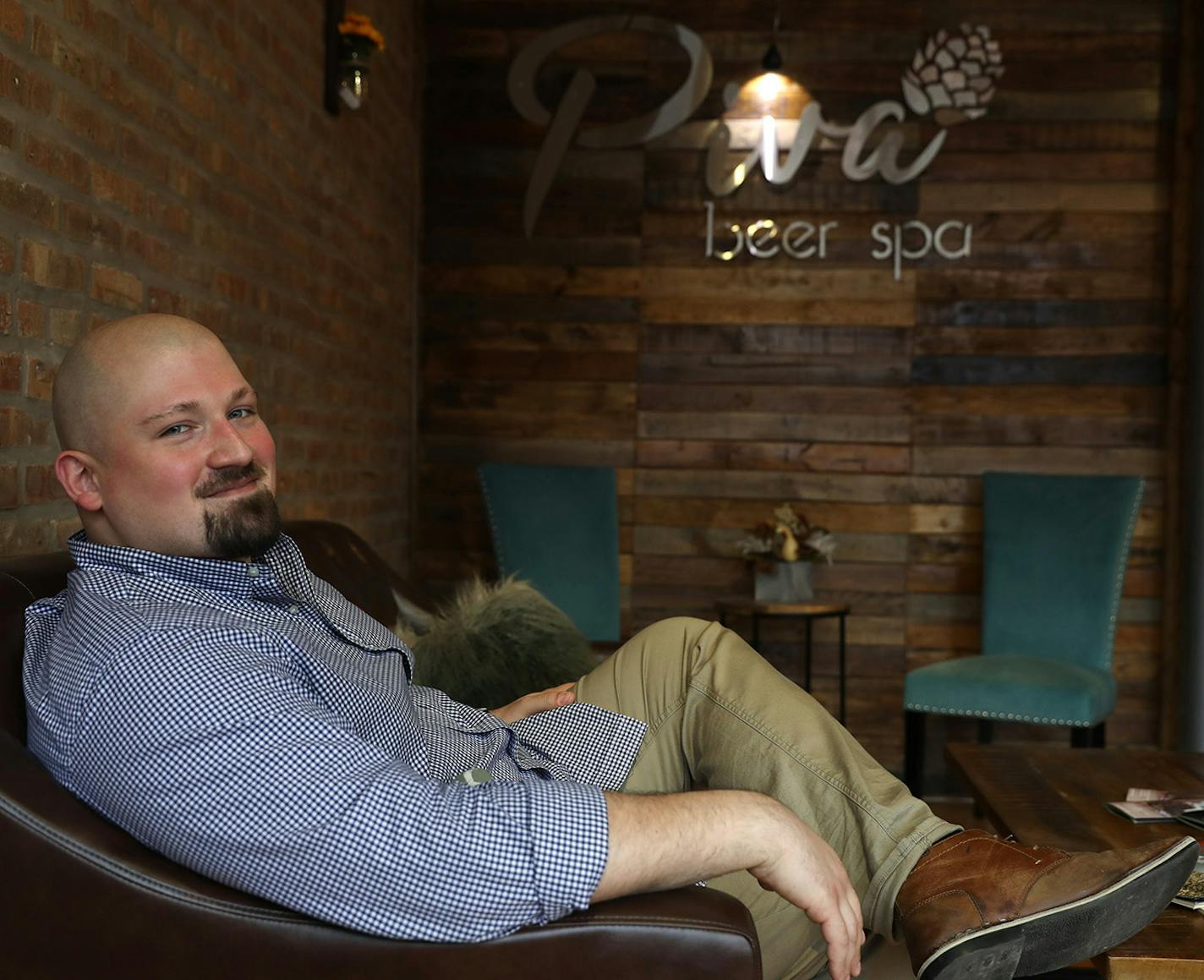 Dino Sarancic, co-owner of Piva Beer Spa in the Noble Square area, sits for a photo, Thursday Feb. 7, 2019. (Abel Uribe/Chicago Tribune/TNS) ORG XMIT: 1282080