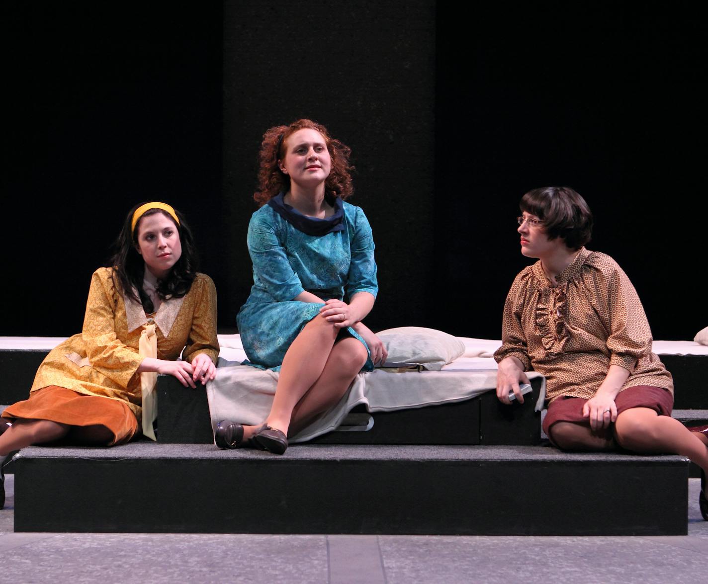 From left, Adelin Phelps, Aeysha Kinnunen and Emily Gunyou Halaas play pregnant young women in the 1960s in &#x201c;Watermelon Hill&#x201d; at History Theatre.