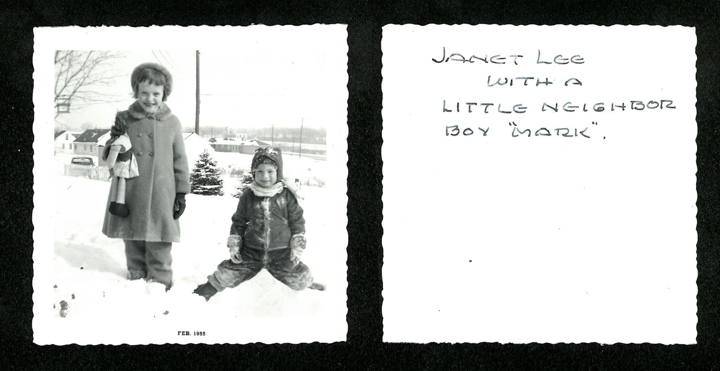 Janet Lee Dahl and Mark Kozlak in a photo taken in 1955 by Janet's mother, Gertrude.