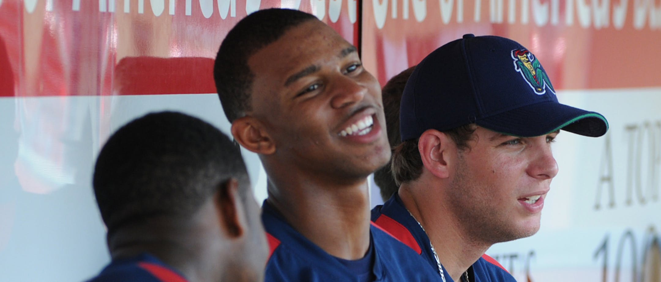 Byron Buxton, Cedar Rapids Kernels center fielder, no 7 in the dugout during practice.] Richard.Sennott@startribune.com Richard Sennott/Star Tribune. , Cedar Rapids Iowa Wednesday 5/29/13) ** (cq) ORG XMIT: MIN1305300833170398