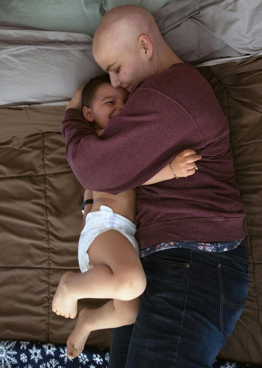 After being away from home for months, being able to crash in her own bed was the one thing Taylor was looking forward to the most. While laying down, Solomon decided to crawl onto the bed and join her, even if it was just for a few minutes.