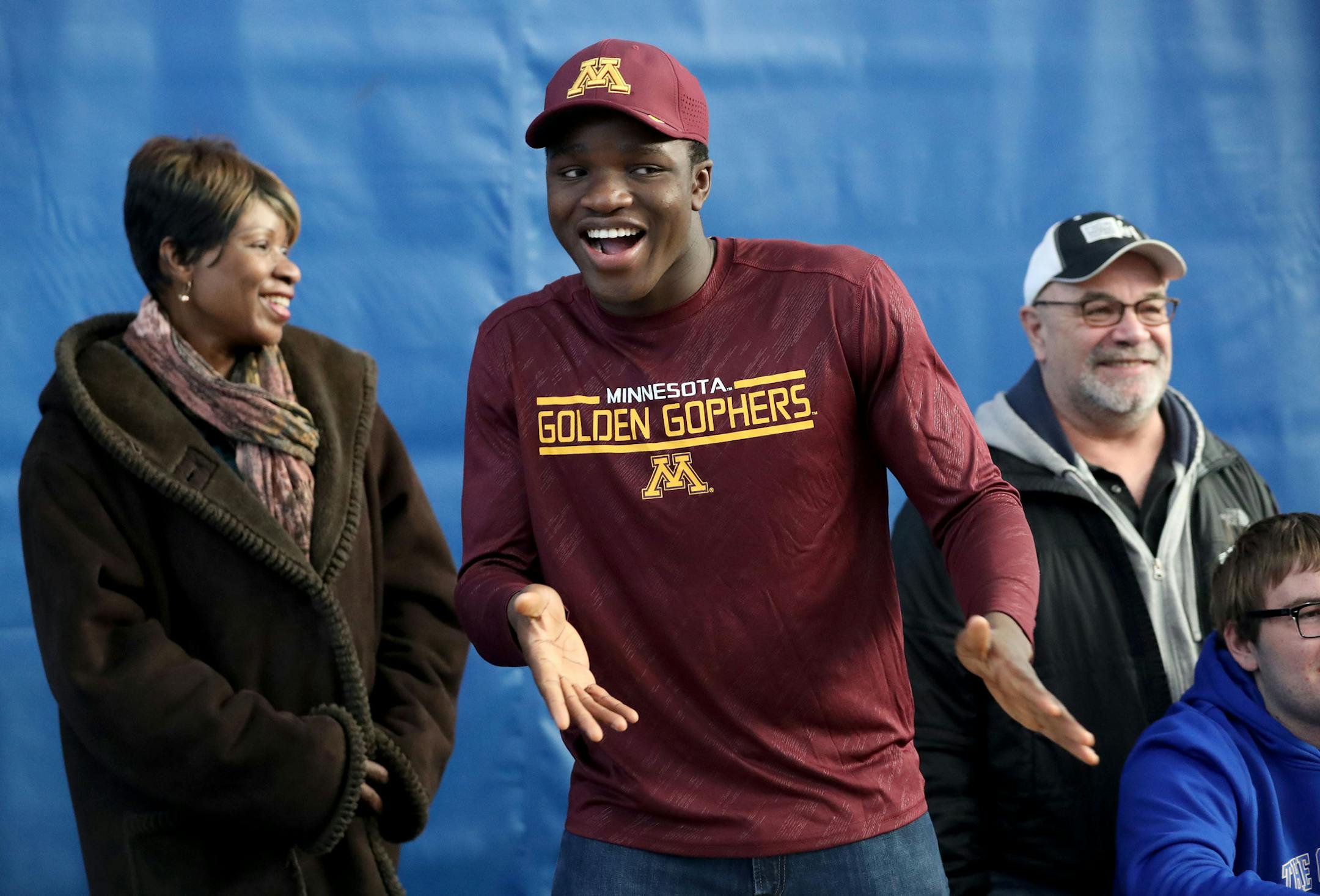 National Letter of Intent signing day at Hopkins High Wednesday, Feb. 1, 2017, in Minnetonka, MN. Among those signing were Hopkins High defensive lineman Boye Mafe, headed to the University of Minnesota. DAVID JOLES &#xef; david.joles@startribune.com National Letter of Intent signing day at Hopkins High.