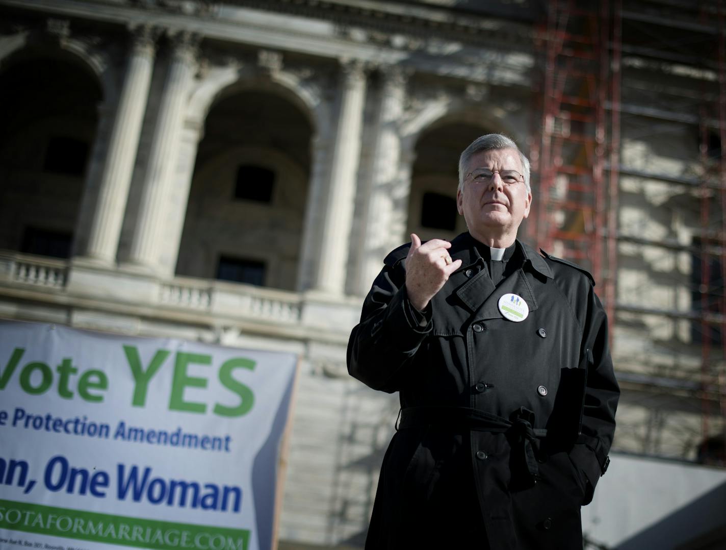 Twin Cities Catholic Archbishop John Nienstedt and several other faith leaders gathered at the state Capitol on Tuesday, September 18, 2012 to speak out in support of the proposed marriage amendment. ] GLEN STUBBE * gstubbe@startribune.com