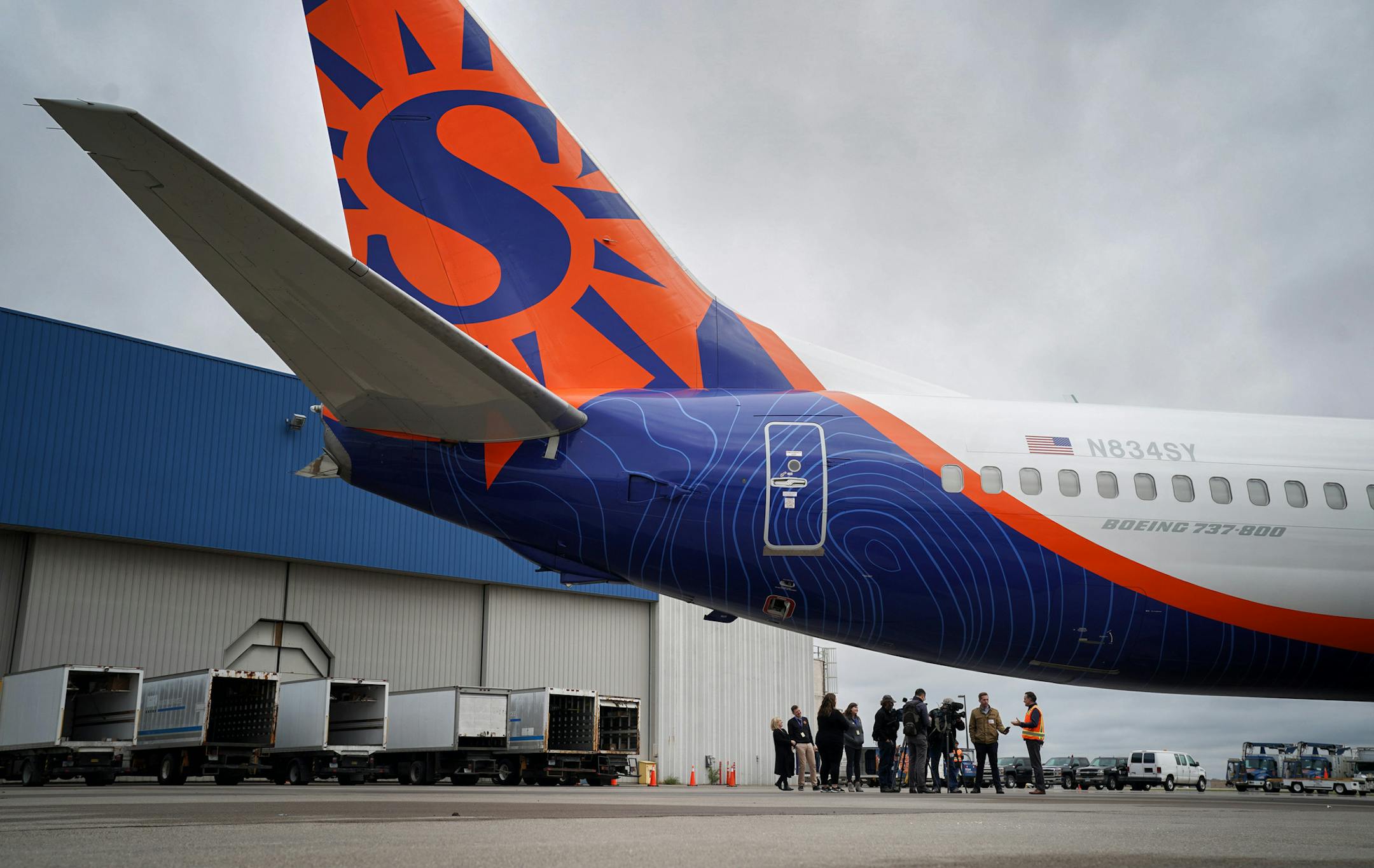 A Sun Country Airlines plane is shown in an October 2019 file photo. (Staff photo by Glen Stubbe) ORG XMIT: MIN1910181121126549