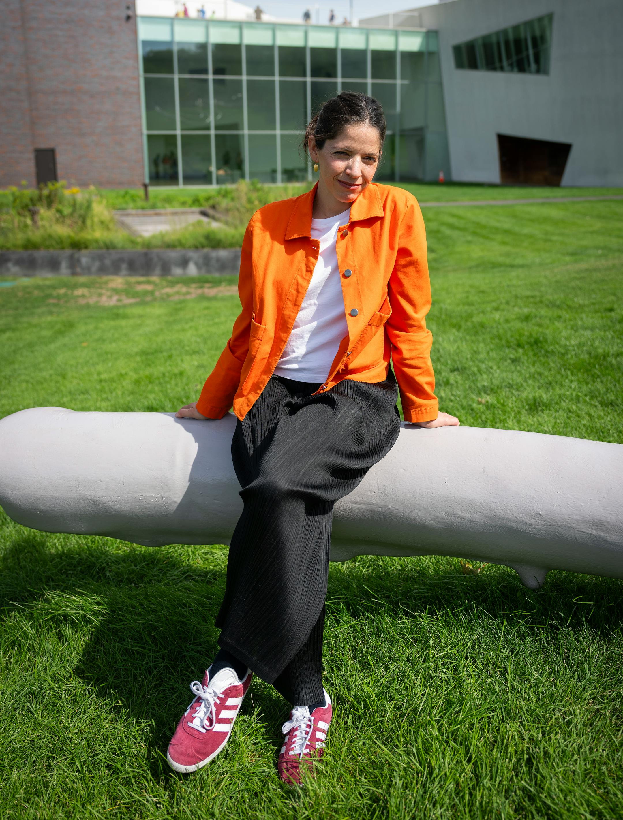 Rosario Güiraldes sits for a portrait outside the Walker Art Center in Minneapolis, Minn., on Wednesday, Aug. 16, 2023. Rosario Güiraldes is the new senior visual arts curator at the Walker Art Center. ] SHARI L. GROSS • shari.gross@startribune.com