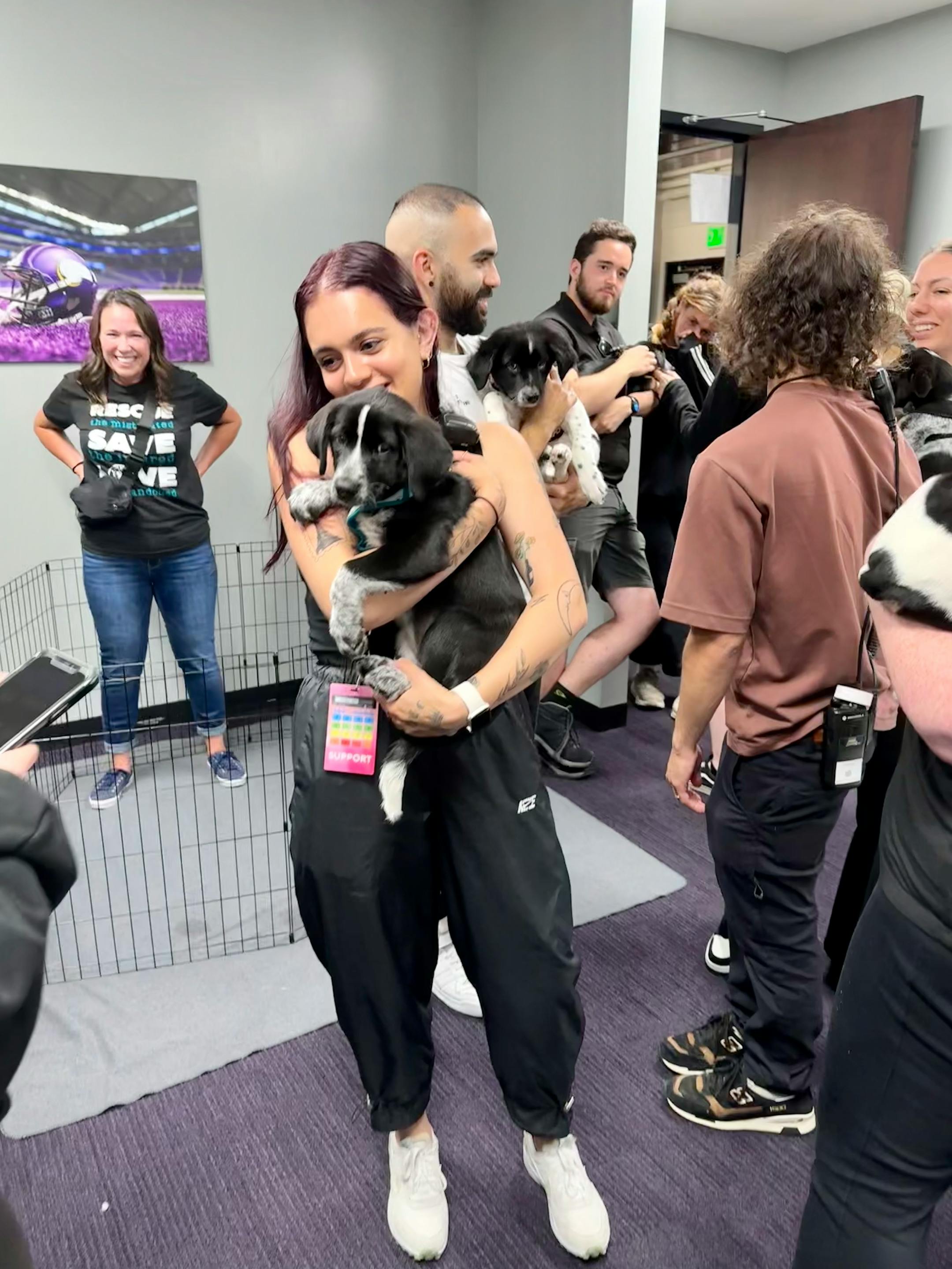A Minnesota animal rescue group got an unusual request from crew members in town for Ed Sheeran's concert Saturday at U.S. Bank Stadium. They wanted to play with puppies. The concert workers sent a message to Princeton-based Ruff Start Rescue asking the non-profit if it could help put together a puppy party to help crew members relax before the concert.