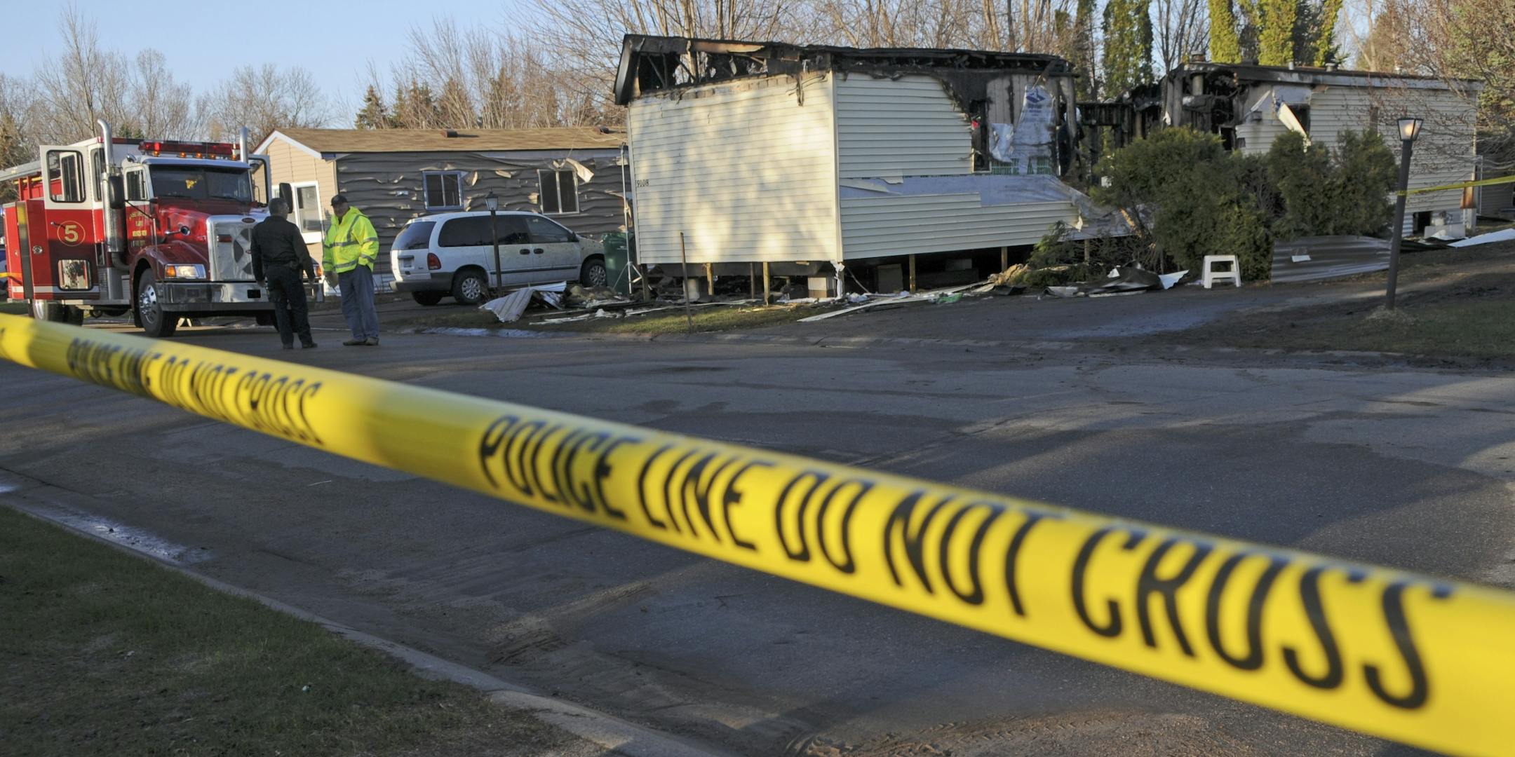 Firefighters and fire investigators from the Spring Lake Park, Blaine and Mounds View fire department were still on the scene of a fatal fire on the 9100 block of Petersburg St. NE.