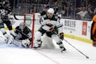 Minnesota Wild left wing Jordan Greenway (18) in action against the Los Angeles Kings during the third period of an NHL hockey game Tuesday, Nov. 12, 