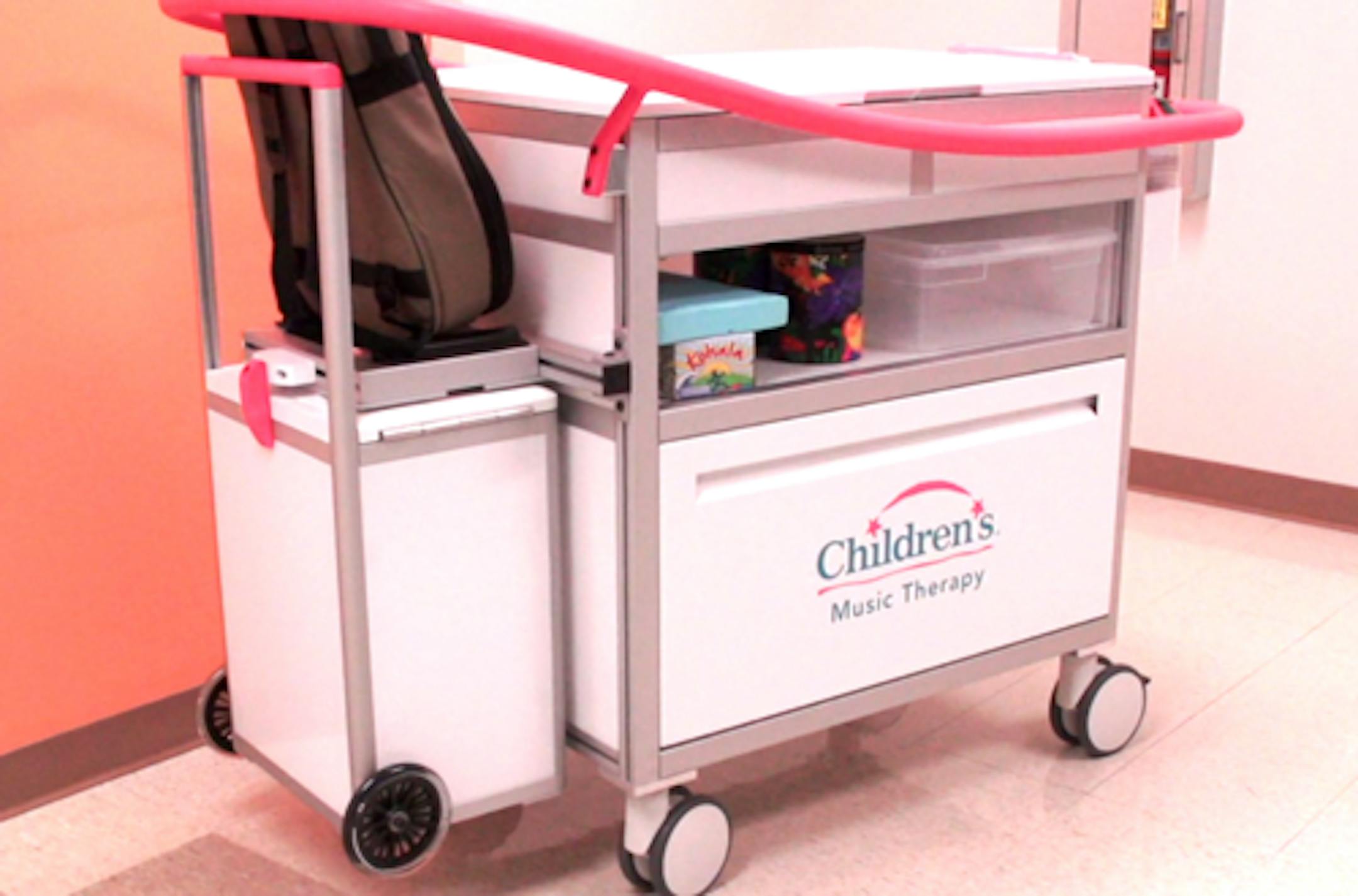 This music therapy cart contains instruments, not ice cream.